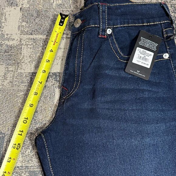 NWT True Religion Men Jeans Blue ROCCO Big T Flap Relaxed Skinny $199 size 34 36 - Picture 14 of 16